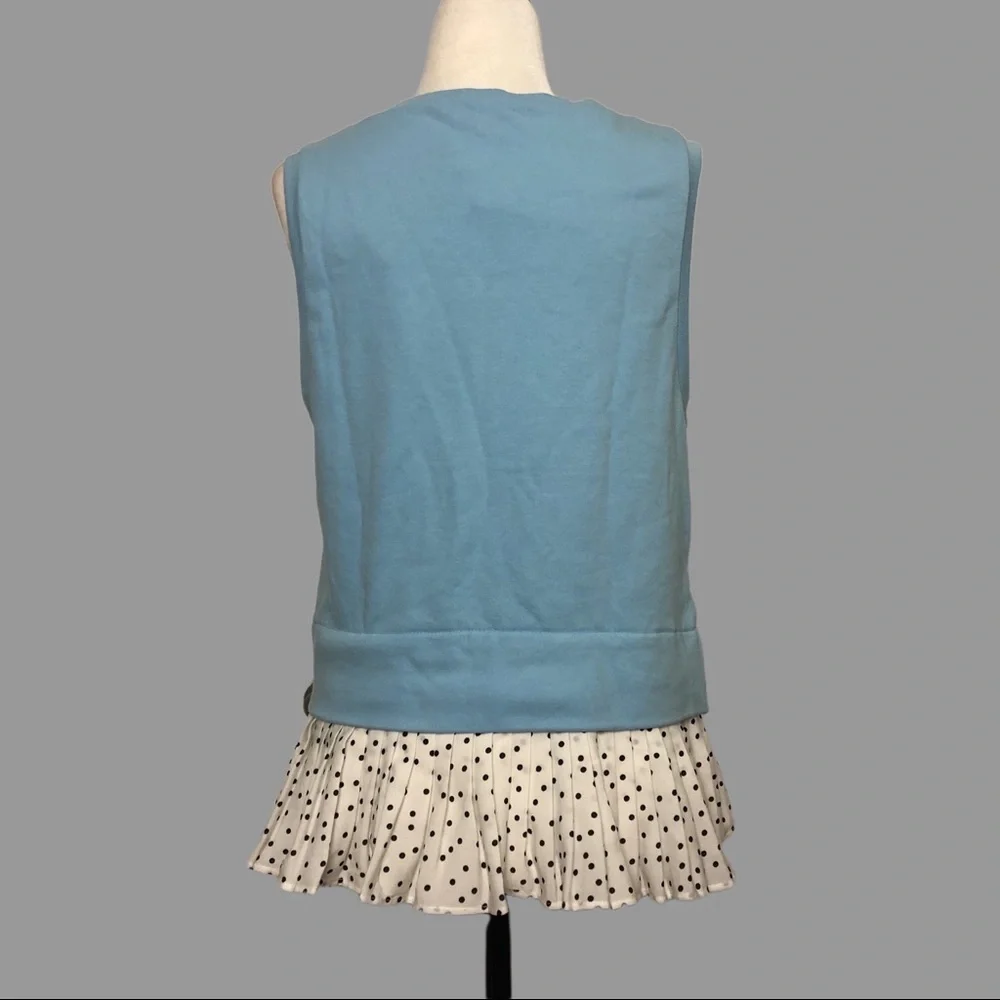 ❤️ S ❤️ NWT Anthro Ruffled Peplum Polka Dot Twist Front Tank - Picture 2 of 8
